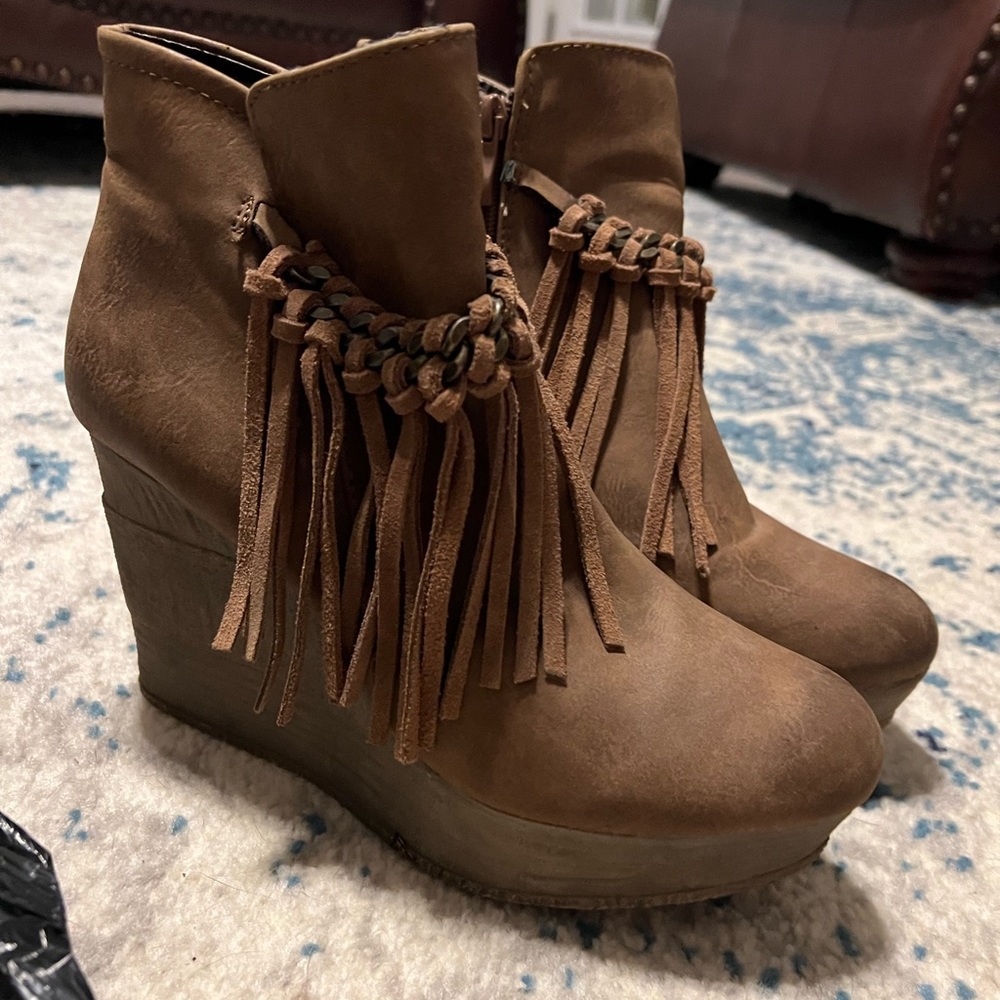 Sbicca Fringe Booties